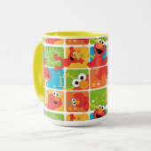 Colorful Elmo Grid Pattern Mok (Voorkant links)