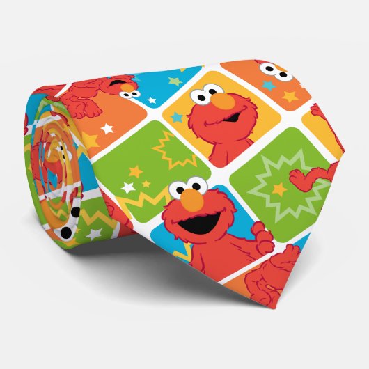 Colorful Elmo Grid Pattern Stropdas (Opgerold)