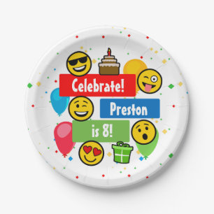 Colorful Emoji Birthday Party Kinder of Boys Custo Papieren Bordje