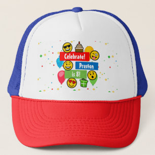 Colorful Emoji Birthday Party Kinder of Boys Custo Trucker Pet