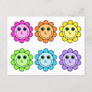 Colorful Emoji Flower Facets Briefkaart