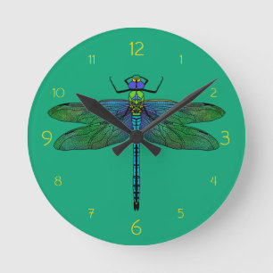 Colorful Emperor Dragonfly Art Ronde Klok