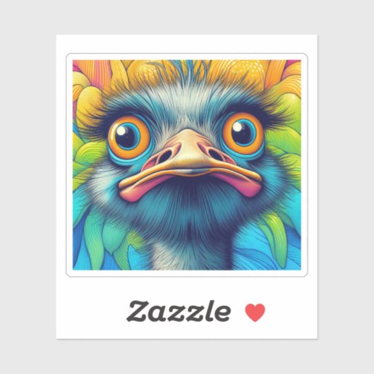 "Colorful Emu" Vinyl Sticker (Vel)