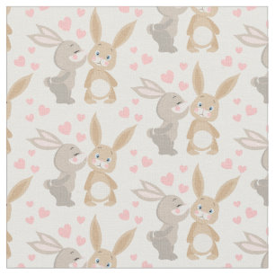 Colorful Enamored Rabbits Stof