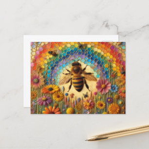 Colorful Encaustic Bees Briefkaart