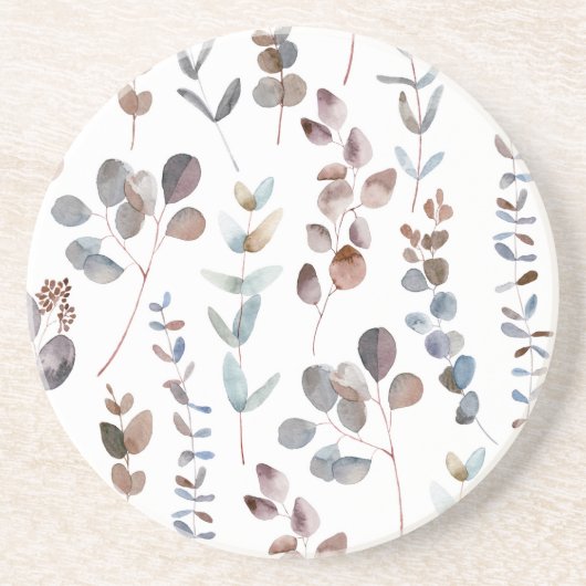 Colorful Eucalyptus Waterverf Zandsteen Onderzetter (Voorkant)