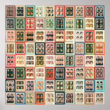 Colorful European Polacolor Portrets Grid