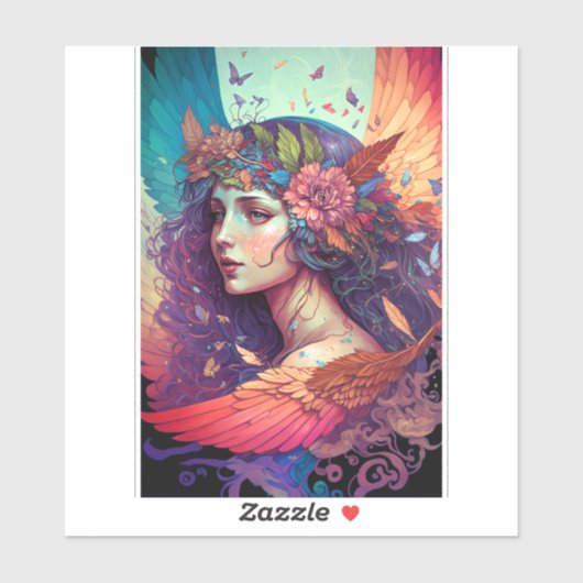 Colorful Fairy Angel Wings Fantasy Art Sticker (Vel)