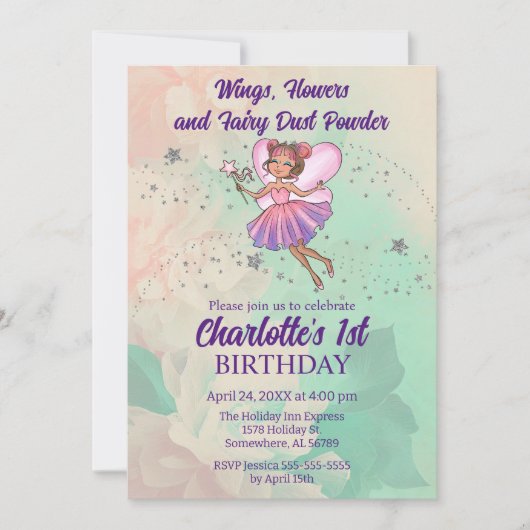 Colorful Fairy Birthday Kaart (Voorkant)