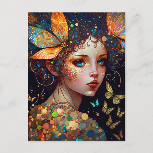 Colorful Fairy Butterflies Fantasy Art Briefkaart (Voorkant)