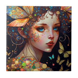 Colorful Fairy Butterflies Fantasy Art Tegeltje