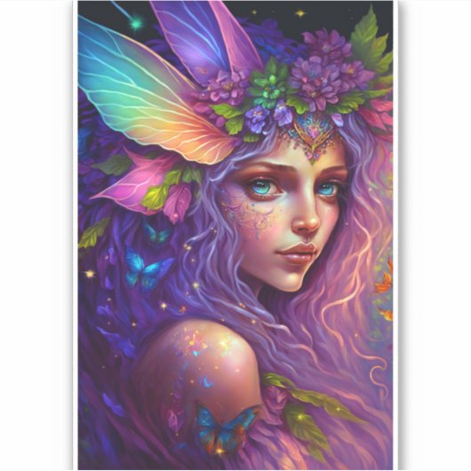 Colorful Fairy Fantasy Art Sticker (Voorkant)