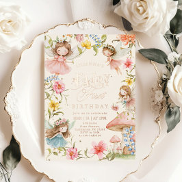 Colorful Fairy First Birthday Enchanted garden Folie Uitnodiging
