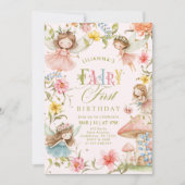 Colorful Fairy First Birthday Enchanted garden Kaart (Voorkant)