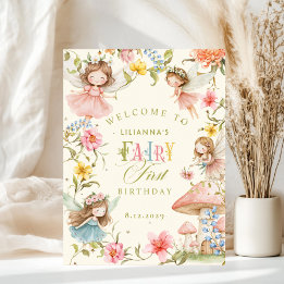 Colorful Fairy First Birthday Enchanted Welcome Poster