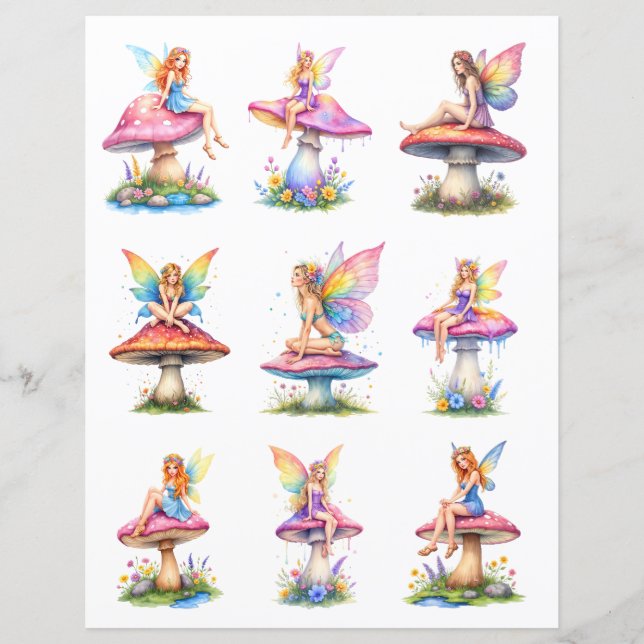 Colorful Fairy Scrapbook Paper Cutouts (Voorkant)