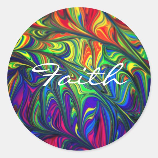Colorful Faith Ronde Sticker (Voorkant)