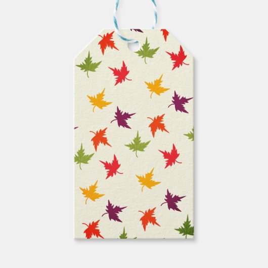 Colorful Fall Leaves Pattern Autumn Leaf Cadeaulabel (Voorkant)