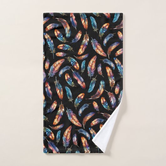 Colorful Falling Feather Art - Boho Graphic Print (Serviette à main)