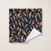 Colorful Falling Feather Art - Boho Graphic Print (Gant de toilette)