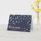Colorful Falling Sparkles Polka Dots Welcome Card Kaart (Gele Bloem)