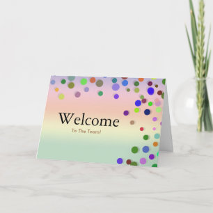 Colorful Falling Sparkles Polka Dots Welcome Kaart