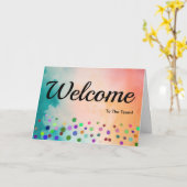 Colorful Falling Sparkles Polka Dots Welcome Kaart (Gele Bloem)