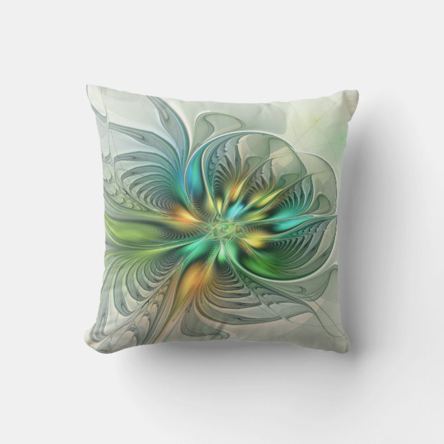 Colorful Fantasy Abstract Flower Fractal Art Kussen (Voorkant)