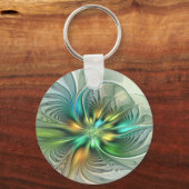 Colorful Fantasy Abstract Flower Fractal Art Sleutelhanger (Achterkant)