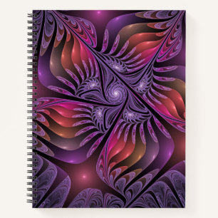 Colorful Fantasy Abstract Modern Paars Fractal Notitieboek