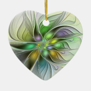 Colorful Fantasy Flower Abstract Fractal Heart Keramisch Ornament