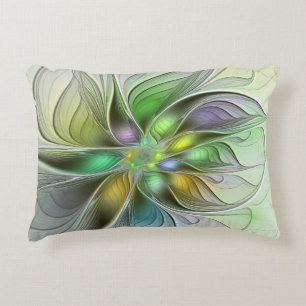Colorful Fantasy Flower Modern Abstract Fractal Accent Kussen