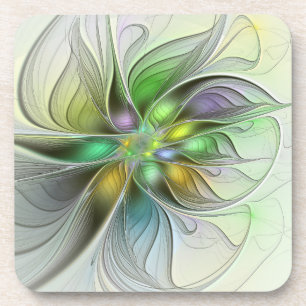 Colorful Fantasy Flower Modern Abstract Fractal Bier Onderzetter