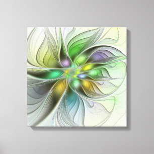Colorful Fantasy Flower Modern Abstract Fractal Canvas Afdruk