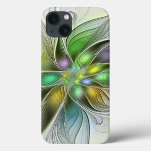 Colorful Fantasy Flower Modern Abstract Fractal iPhone 13 Hoesje