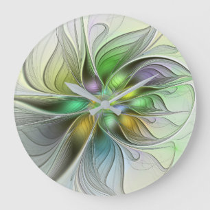 Colorful Fantasy Flower Modern Abstract Fractal Grote Klok