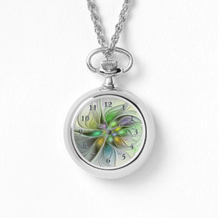 Colorful Fantasy Flower Modern Abstract Fractal Horloge
