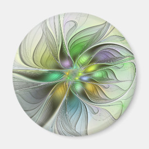 Colorful Fantasy Flower Modern Abstract Fractal Magneet