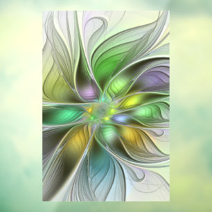 Colorful Fantasy Flower Modern Abstract Fractal Raamsticker