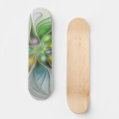 Colorful Fantasy Flower Modern Abstract Fractal Skateboard (Voorkant)