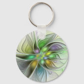 Colorful Fantasy Flower Modern Abstract Fractal Sleutelhanger (Achterkant)