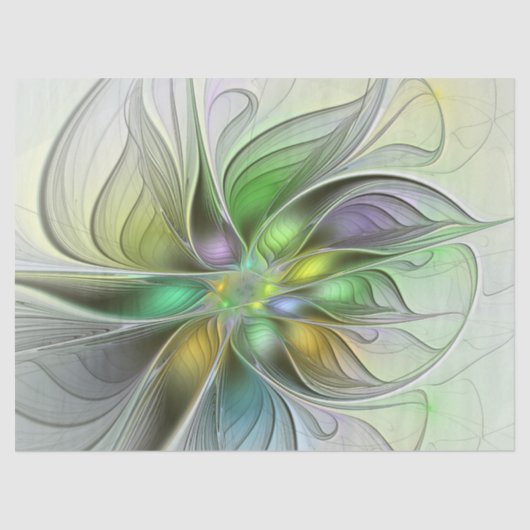 Colorful Fantasy Flower Modern Abstract Fractal Tissuepapier (Voorkant)