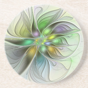 Colorful Fantasy Flower Modern Abstract Fractal Zandsteen Onderzetter