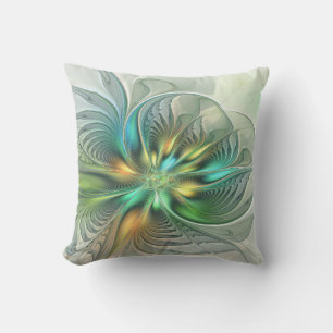 Colorful Fantasy Modern Abstract Flower Fractal Buitenkussen