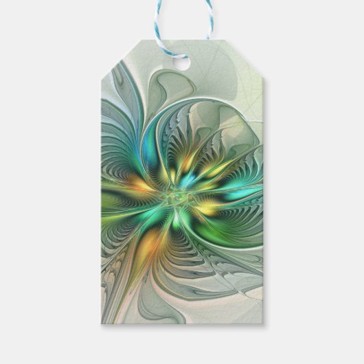 Colorful Fantasy Modern Abstract Flower Fractal Cadeaulabel (Voorkant)