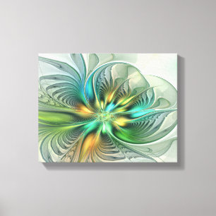 Colorful Fantasy Modern Abstract Flower Fractal Canvas Afdruk