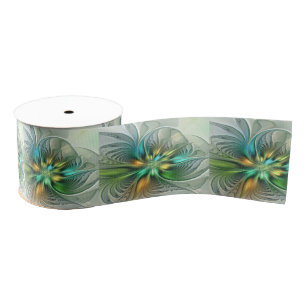Colorful Fantasy Modern Abstract Flower Fractal Grosgrain Lint