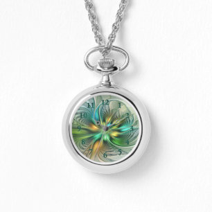 Colorful Fantasy Modern Abstract Flower Fractal Horloge