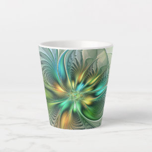 Colorful Fantasy Modern Abstract Flower Fractal Latte Mok