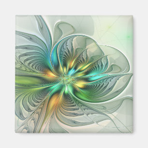 Colorful Fantasy Modern Abstract Flower Fractal Magneet